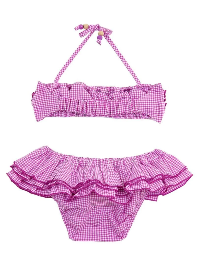 Maillot de Bain 2 Pièces Fille  Carrx Vichy Violet  SWAN   'LA FAUTE A VOLTAIRE'   Violet