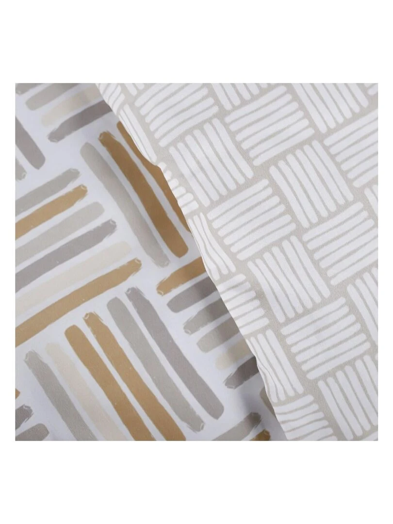 Parure de lit zippée 2 personnes imprimé 'MAWIRA' 'TODAY'   Beige