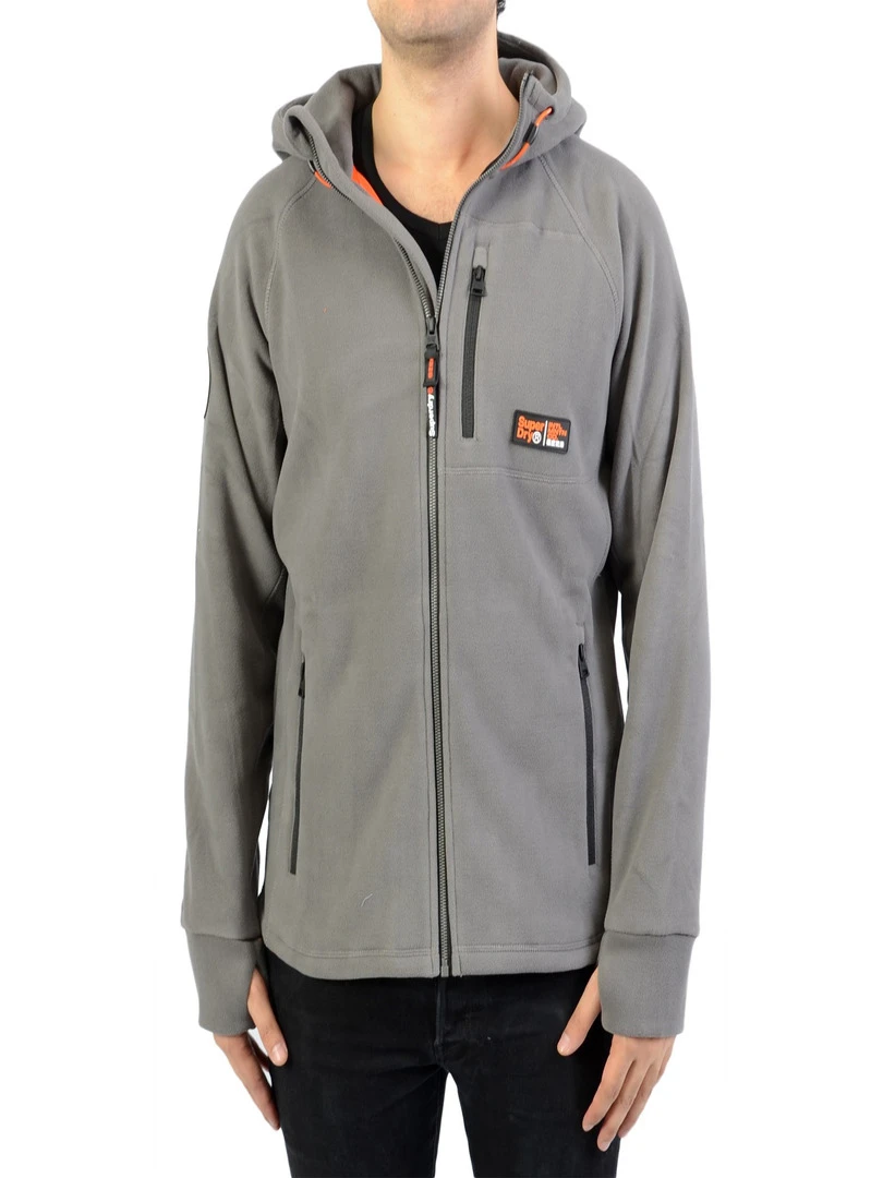 Sweat à Capuche SuperDry Polar Fleece Ziphood Gris