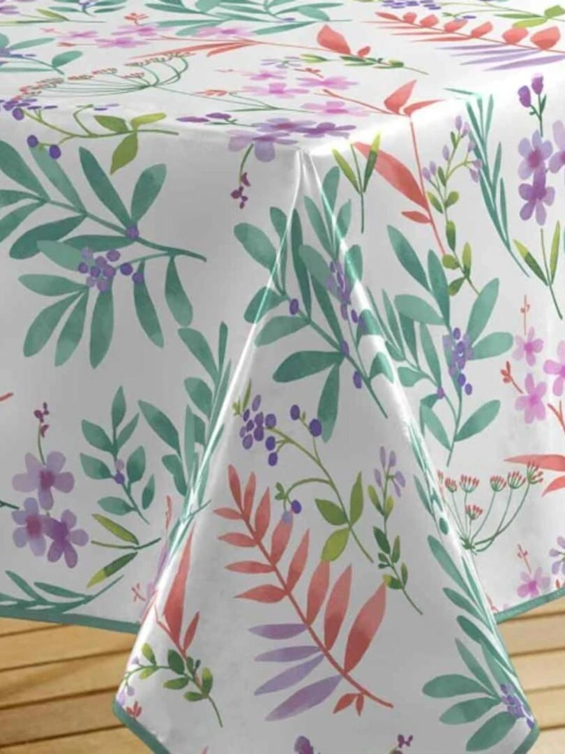 Nappe rectangulaire toile cirée 140x240cm Herbella Blanc Blanc