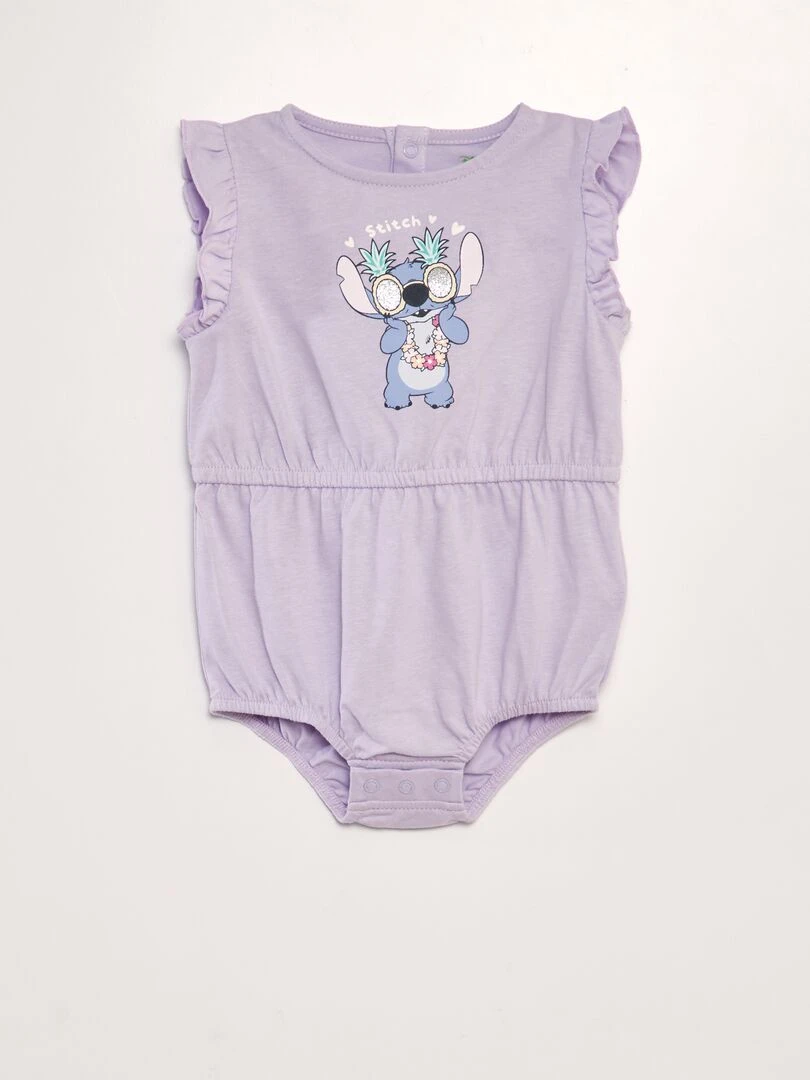 Barboteuse en jersey 'Disney' avec manches volantées 'Stitch' Violet 'Stitch'