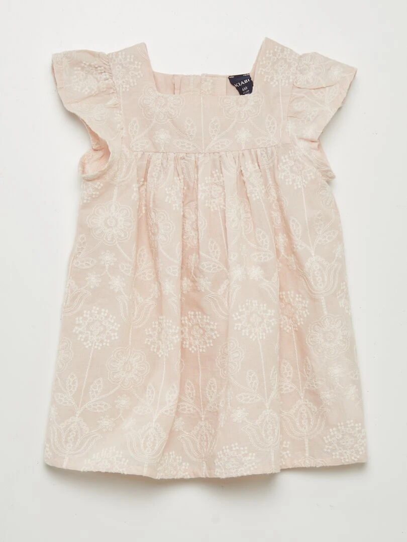 Robe à broderies contrastantes Rose pâle