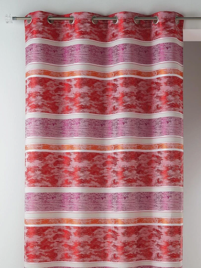 Rideaux en jacquard à rayures horizontales Rouge brique