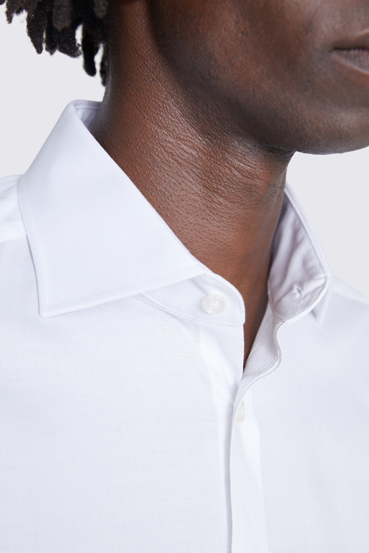 Tailored Fit White Dobby Stretch Shirt Buy Online at Moss