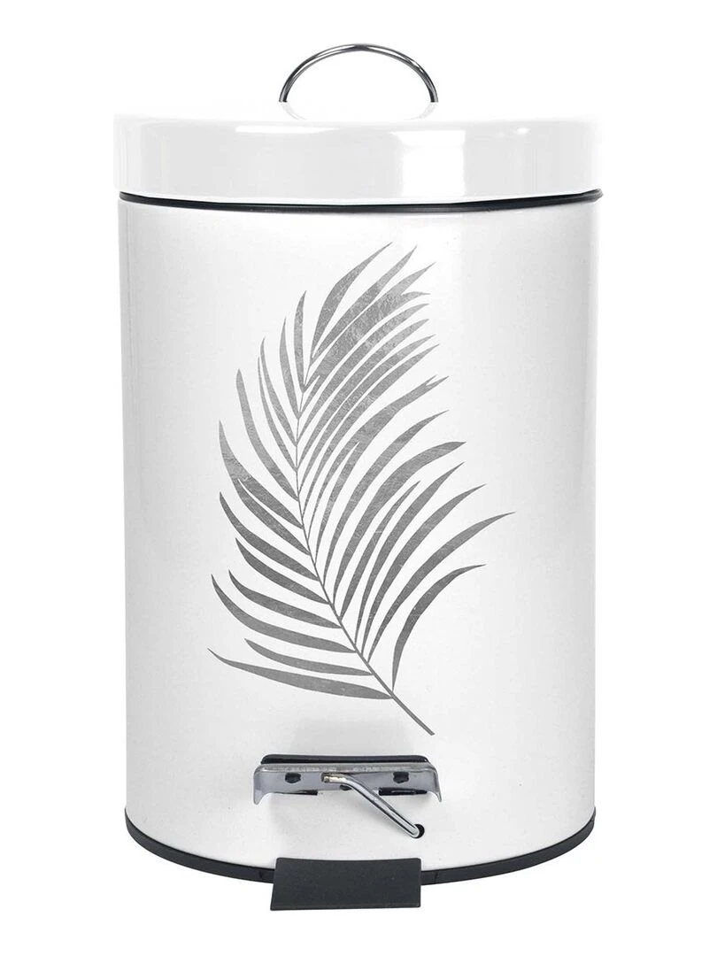 Poubelle à pédale 3L métal Orbella blanc argent Blanc