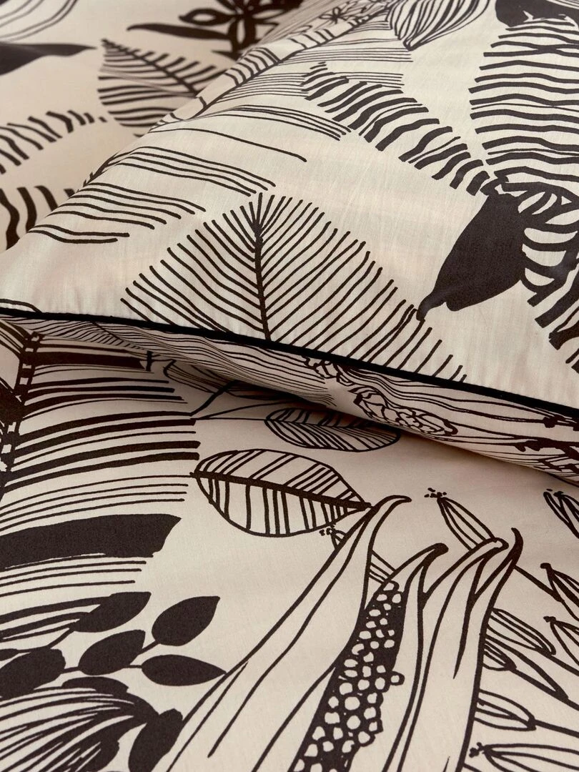 Taie d'oreiller aux impressions noires   Beige