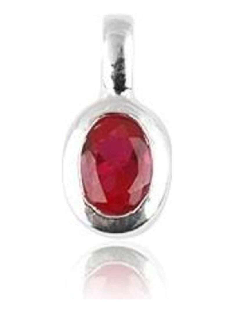 Pendentif en argent et cristal facetté Bijoucolor Rouge