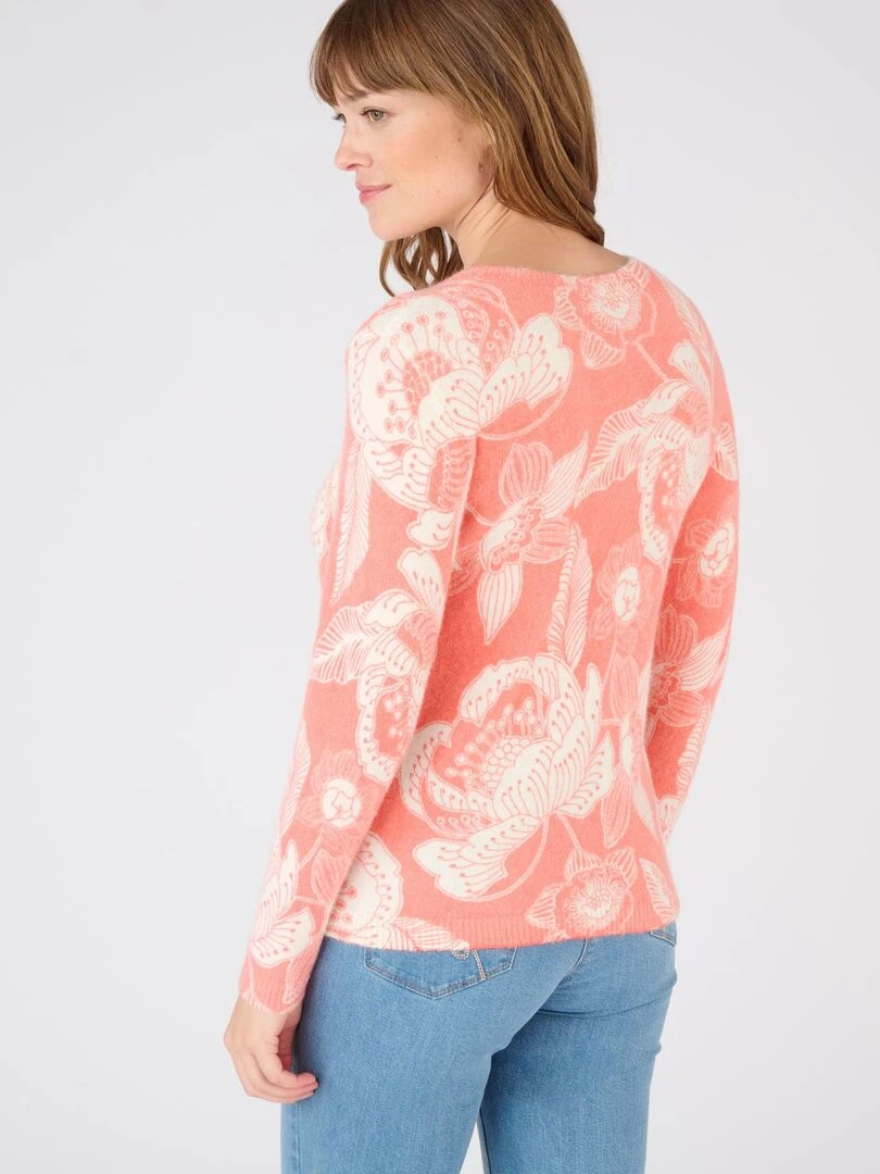 Pull imprimé à base de laine et mohair   Damart   Rose
