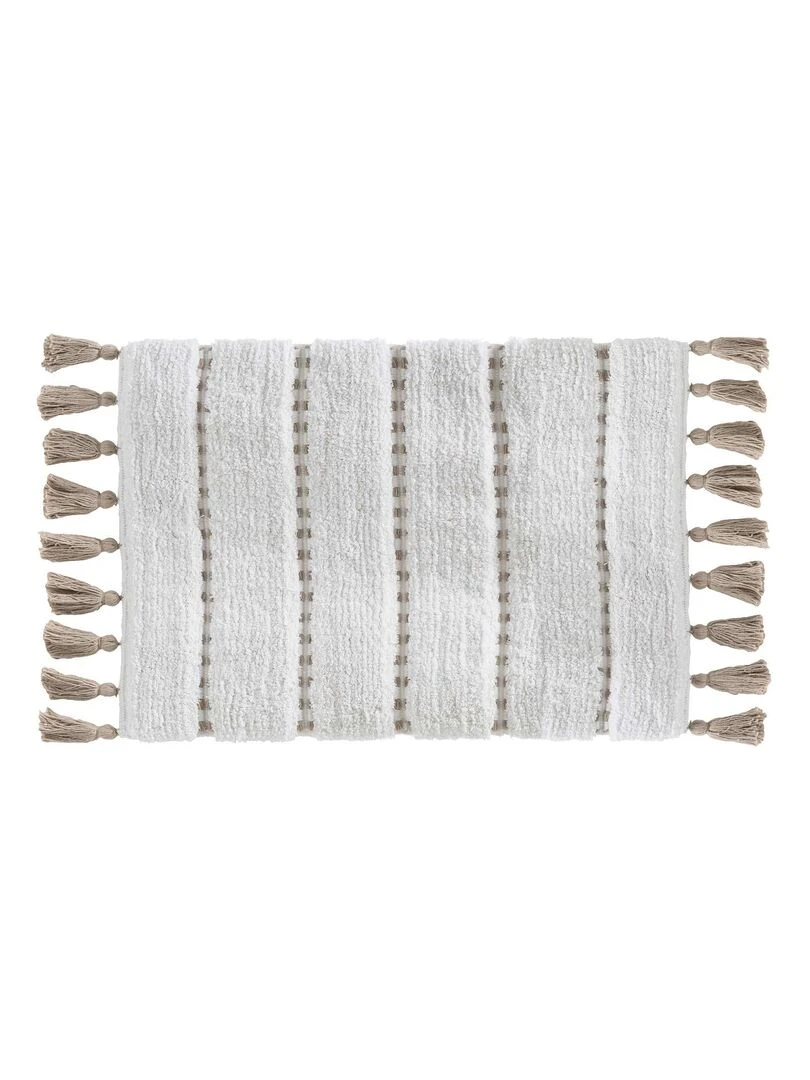 Tapis de bain à pompons Taupe