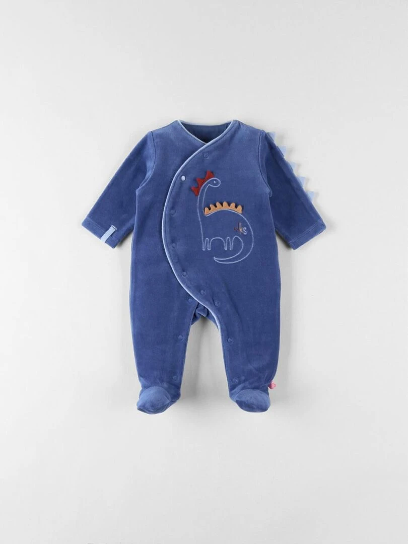 Pyjama 1 pièce dino en velours foncé Noukie's Bleu