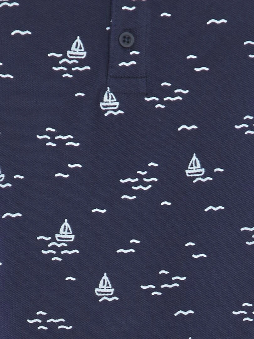Polo en piqué de coton avec imprimé Bleu marine