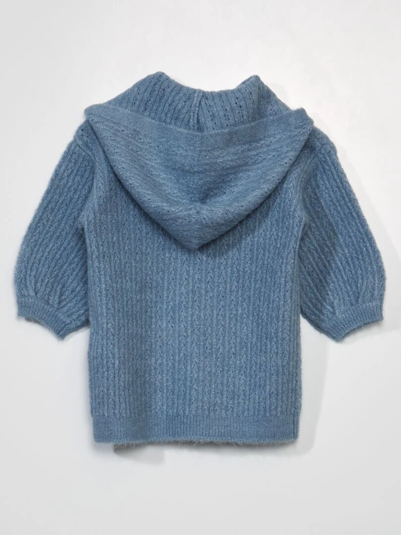 Robe en maille tricot à capuche Bleu