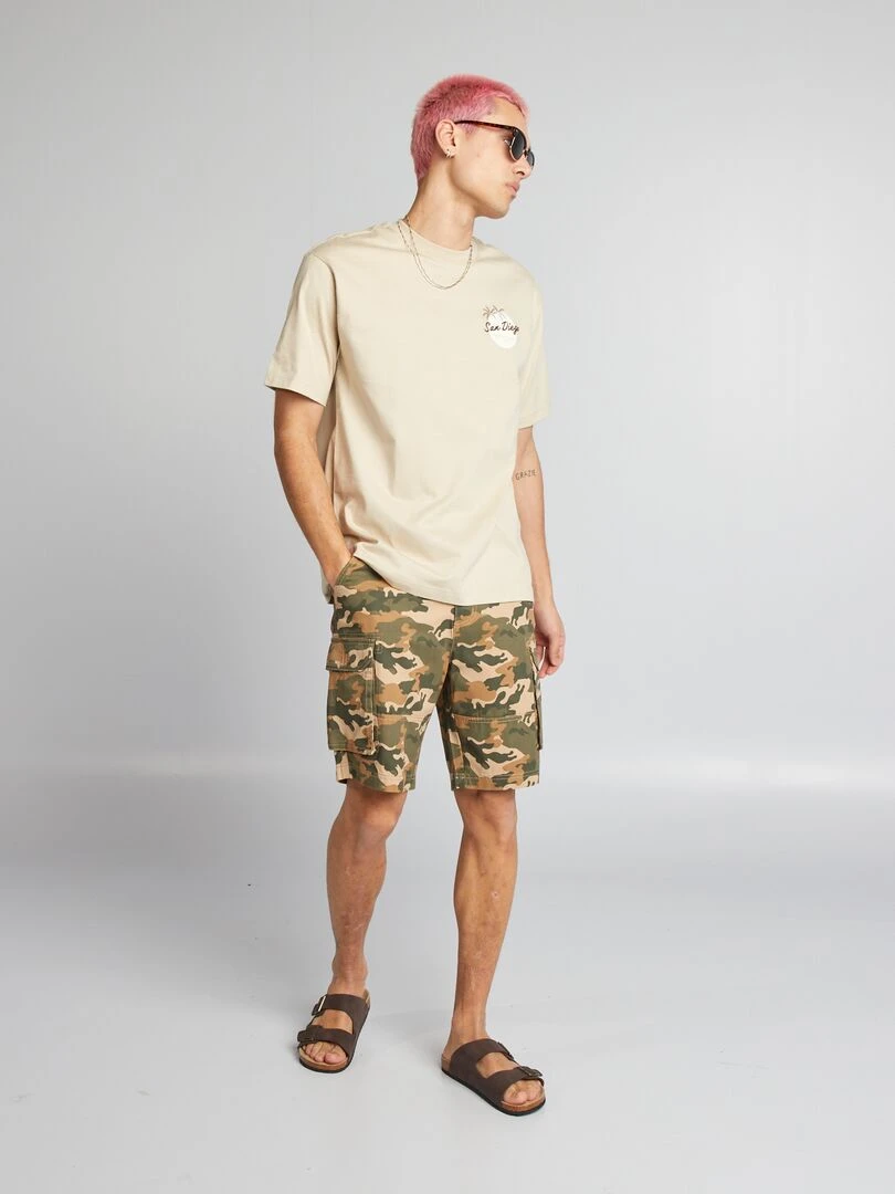 T shirt à broderie   Beige