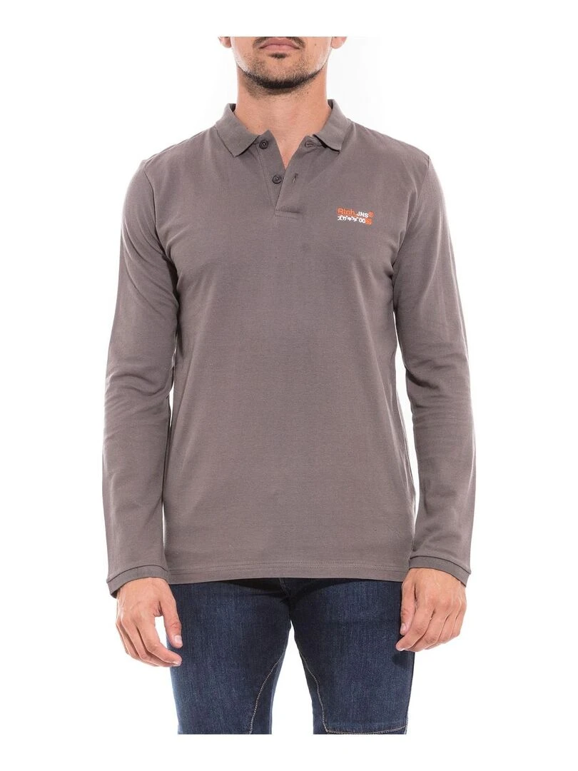 Polo manches longues en coton PODRICK Gris clair