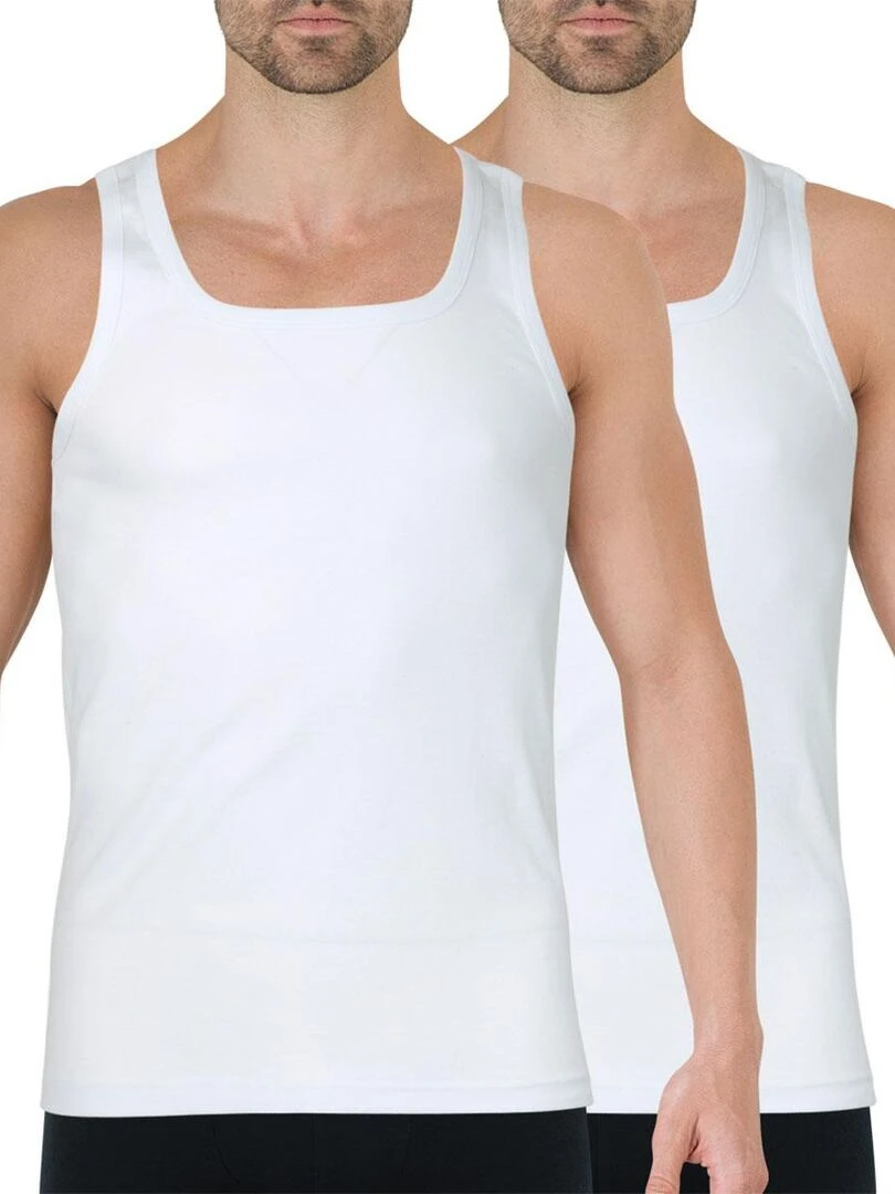 Lot de 2 débardeurs homme Coton Bio Blanc
