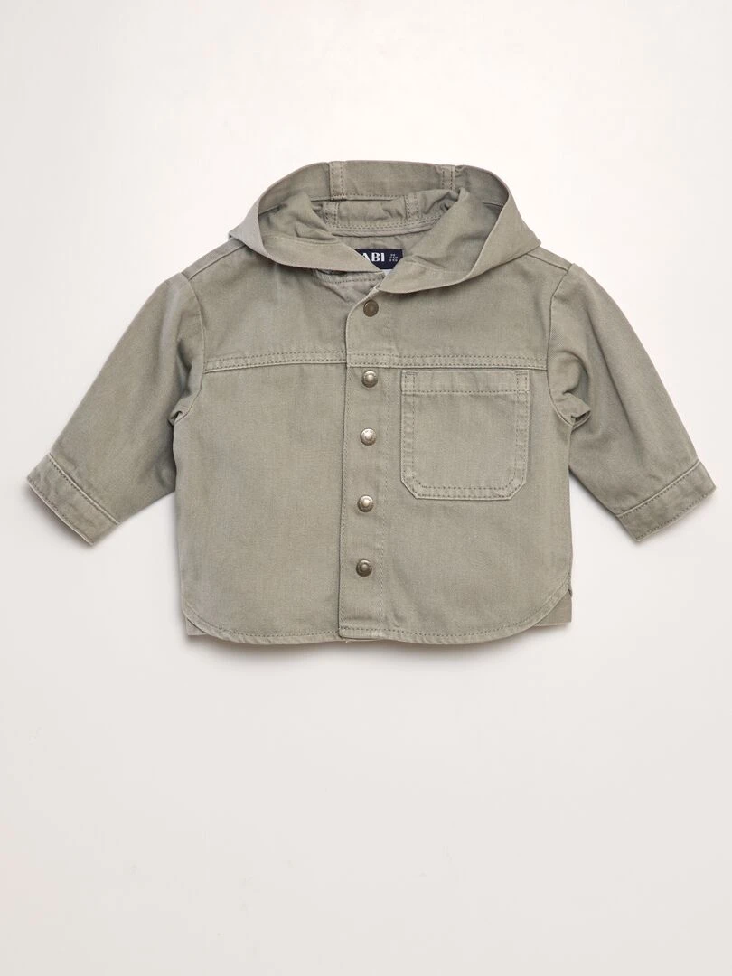 Veste en jean avec col à capuche Vert