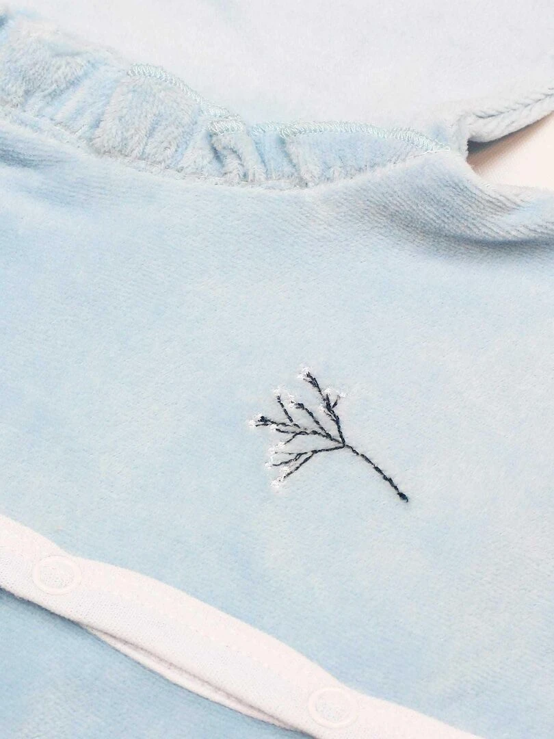 Pyjama naissance en velours   Bleu