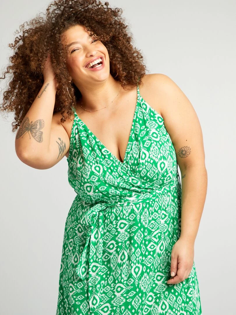 Robe longue avec bretelles croisées Vert