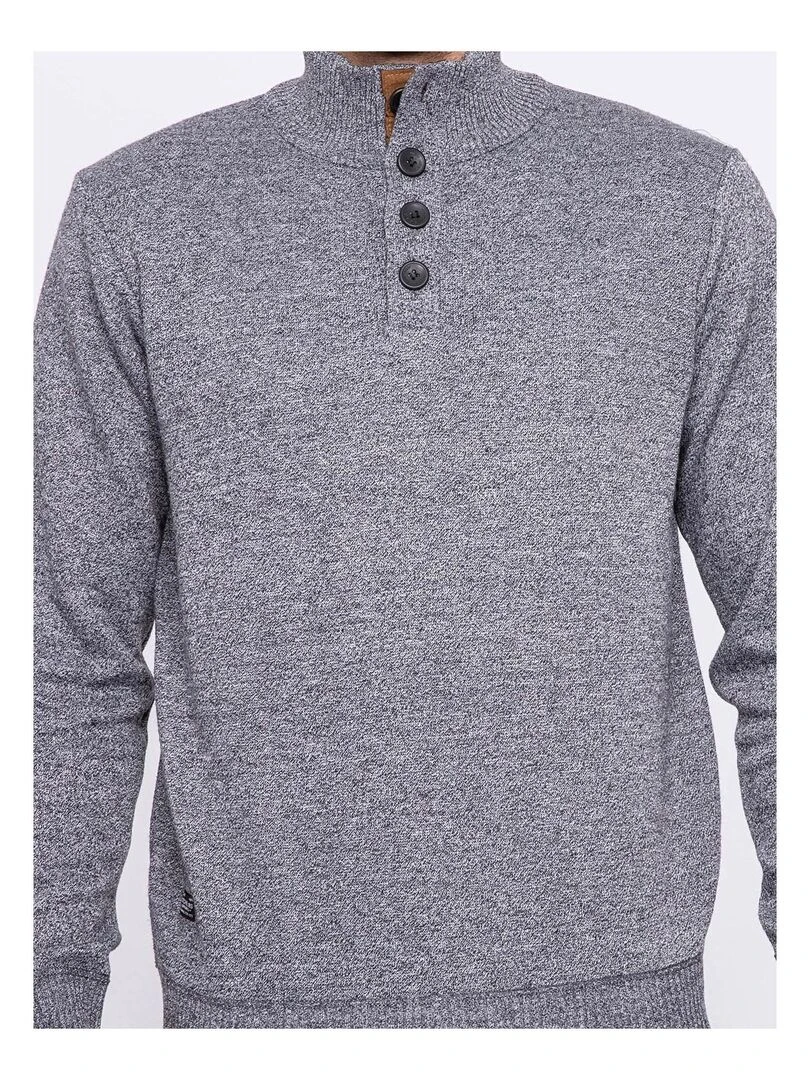 Pull col montant boutons LULITE   Gris chiné