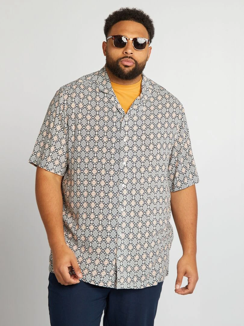 Chemise fluide à col pyjama   Blanc