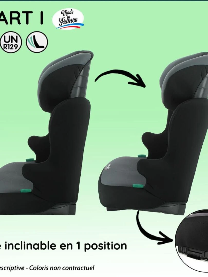 Nania – Siège auto ceinturé START I 106 140 cm R129 i Size – Fabrication Française   Noir   Noir