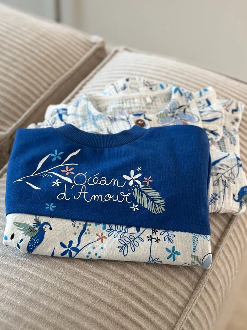 Sweat shirt bébé Océan d'amour   Bleu