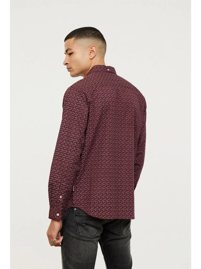 Lee Cooper   Chemise manches longues coton regular DUOMO   Rouge foncé