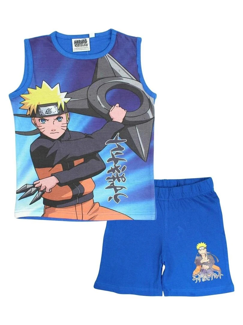 Disney Ensemble T shirt short garçon Imprimé Naruto Bleu