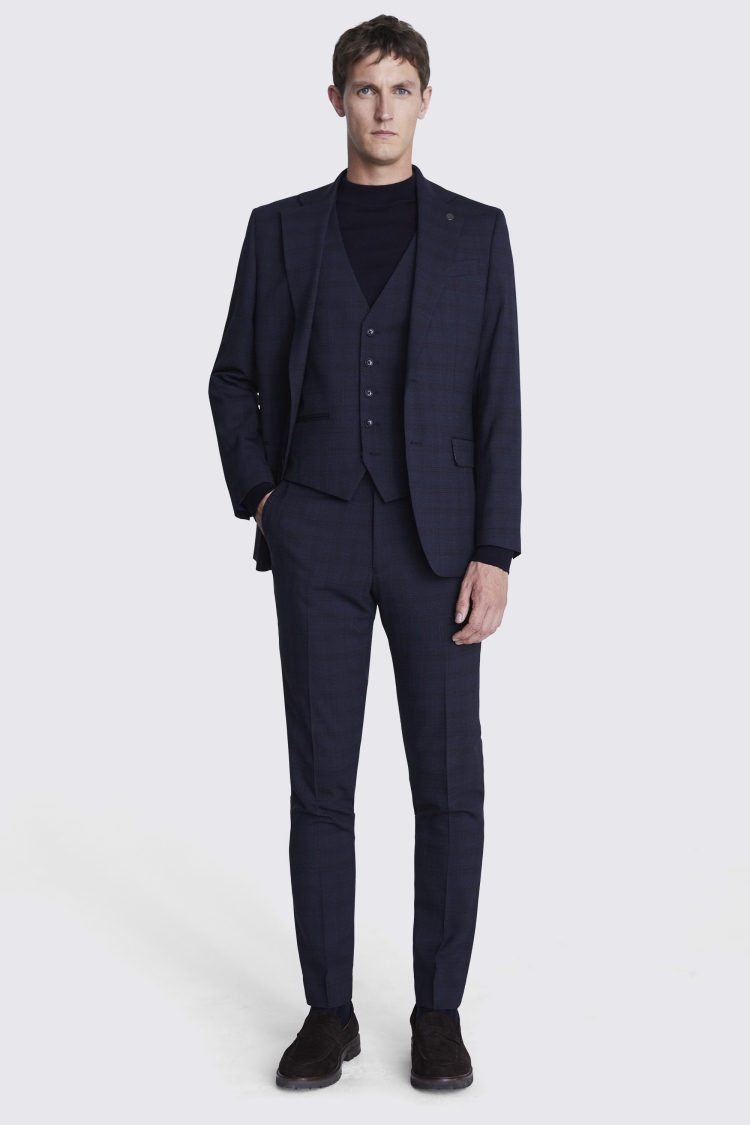 Ted Baker Tailored Fit Navy Check Jacket    Buy Online at Moss