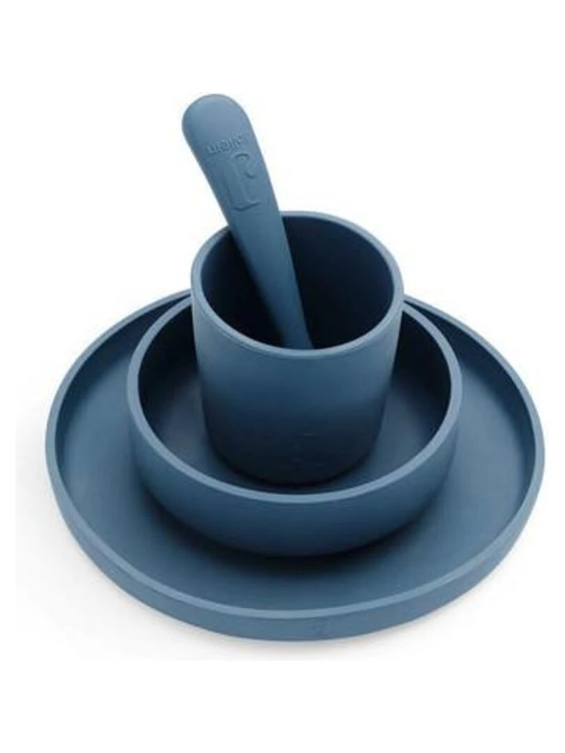 Coffret de table bébé Silicone Jeans Bleu (4pcs) Jollein Bleu