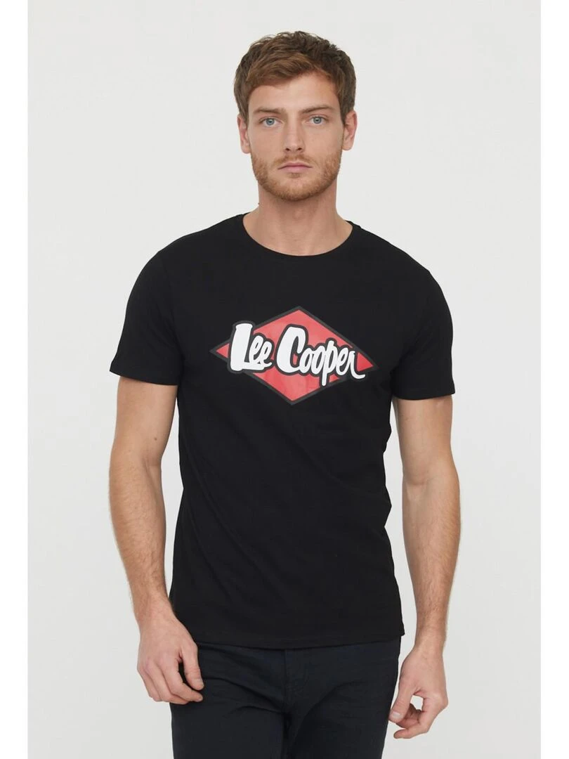 Lee Cooper T Shirt manches courtes coton col rond AZZIK Noir