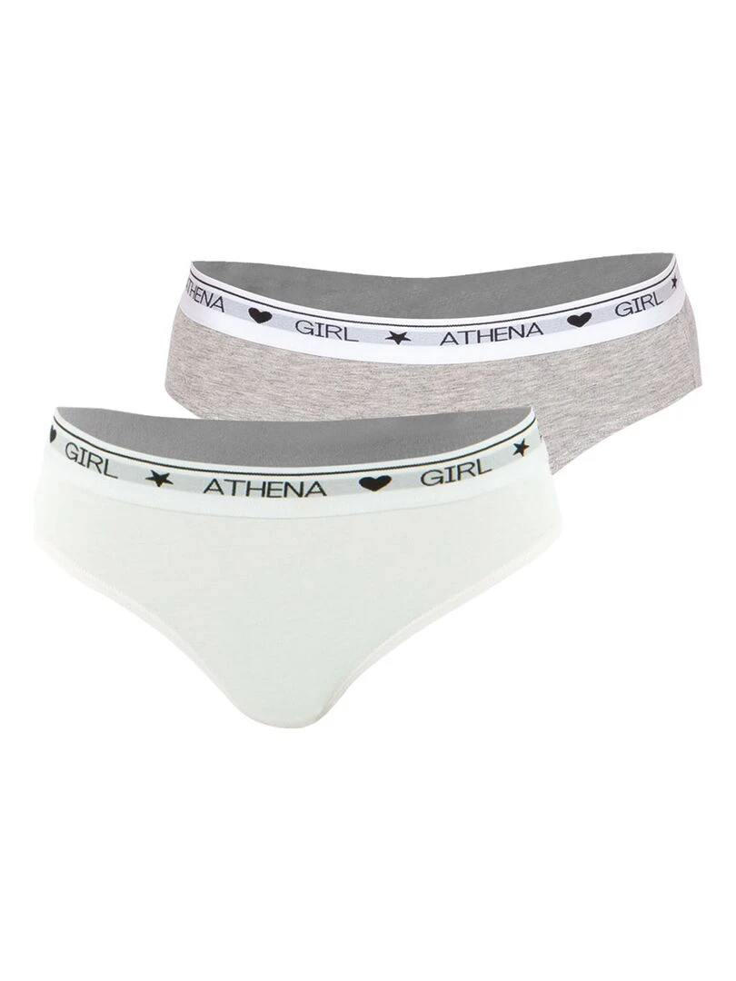 Lot de 2 slips fille Coton Utlra Doux Girl by Blanc Gris