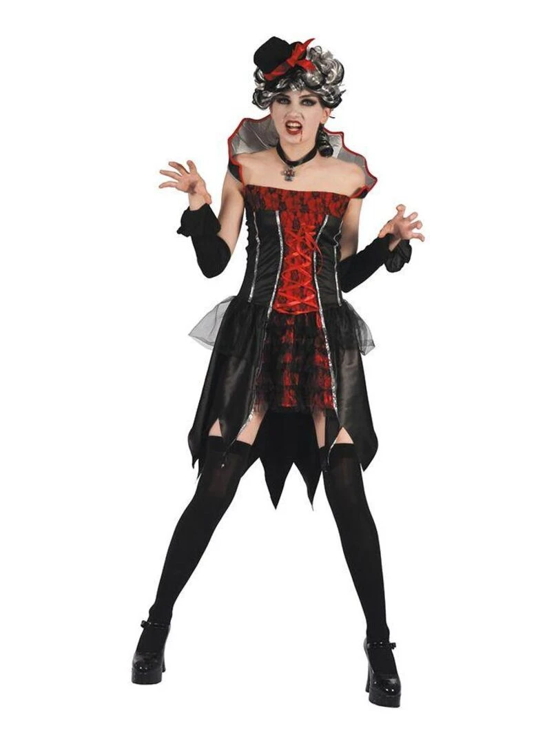 Déguisement Fête des morts rouge et noir Halloween Femme Luxe Noir Noir