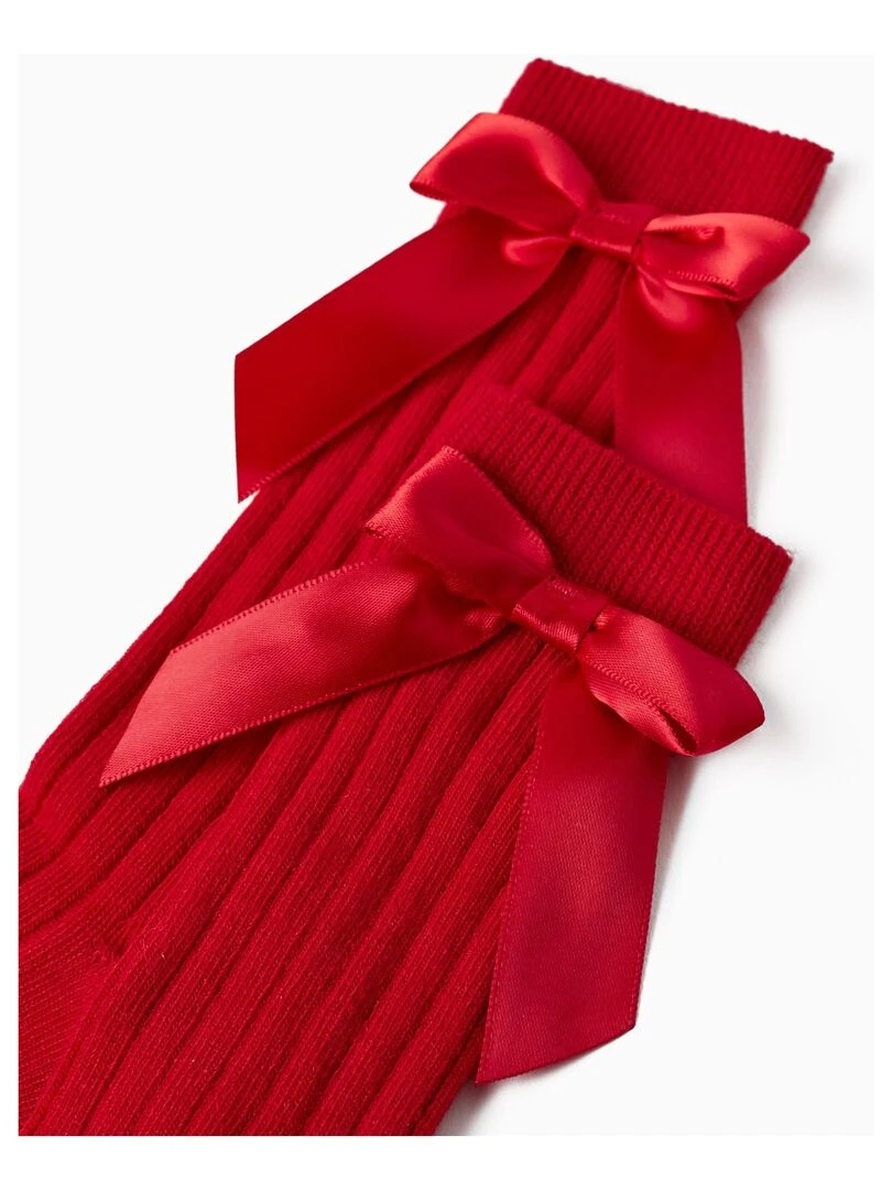 Chaussettes hautes côtelées avec nœud pour bébé fille ROYALS OFF DUTY Rouge foncé