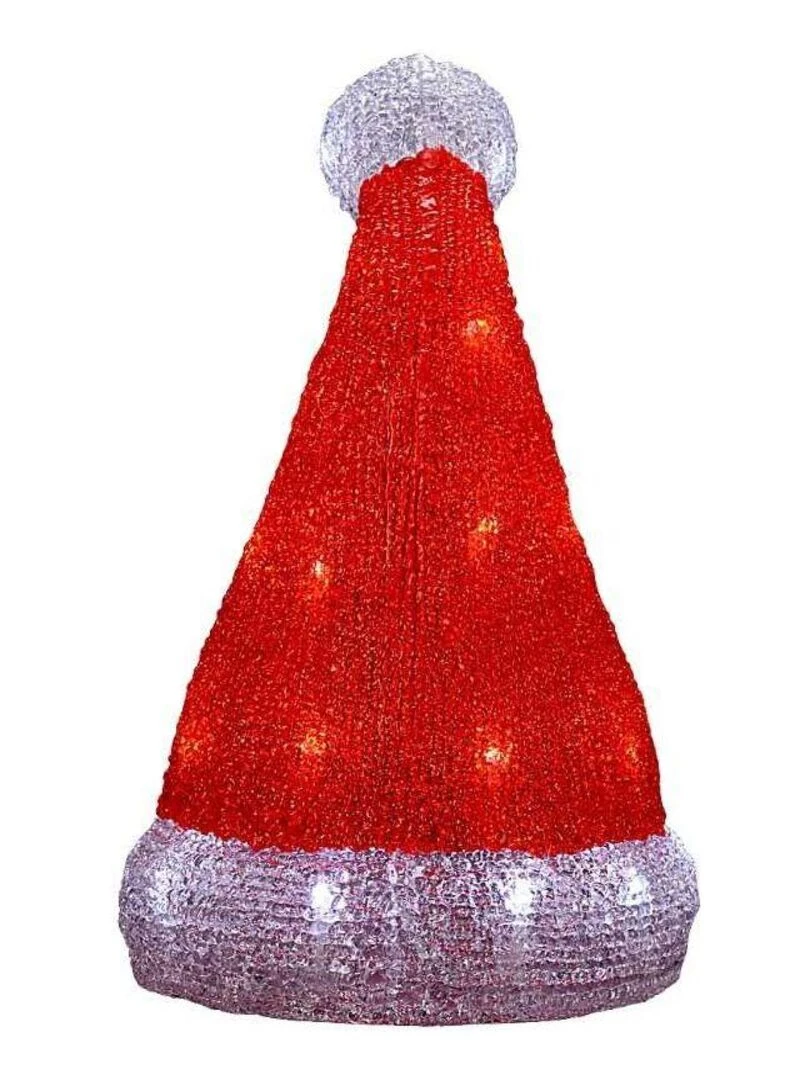Bonnet de père noël lumineux 30 leds H32 secteur Rouge