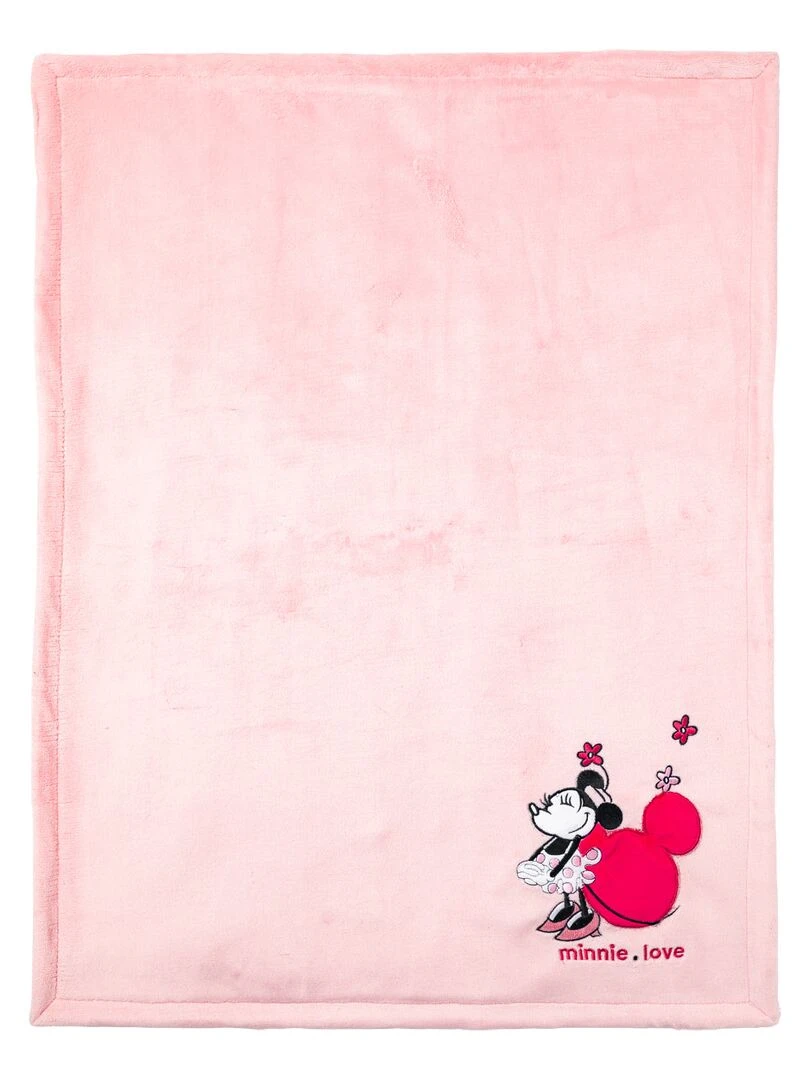 Couverture bi matière Minnie Confettis 75x100 cm   Rose