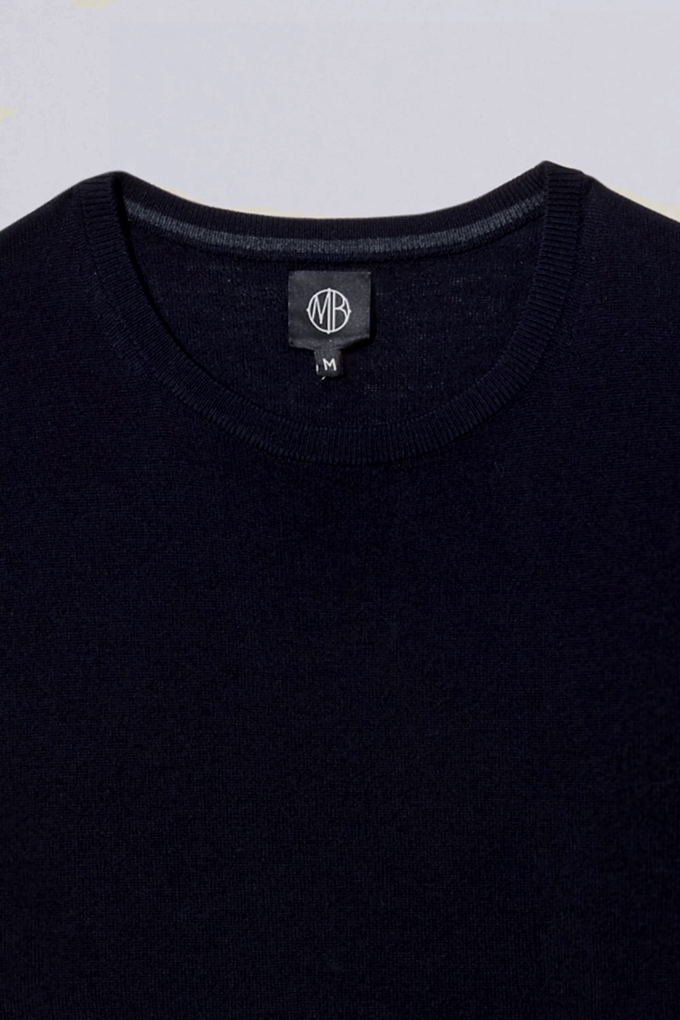 Navy Merino Crew Neck Jumper   Buy Online at Moss