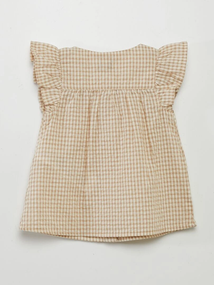 Blouse à carreaux style vichy   Beige