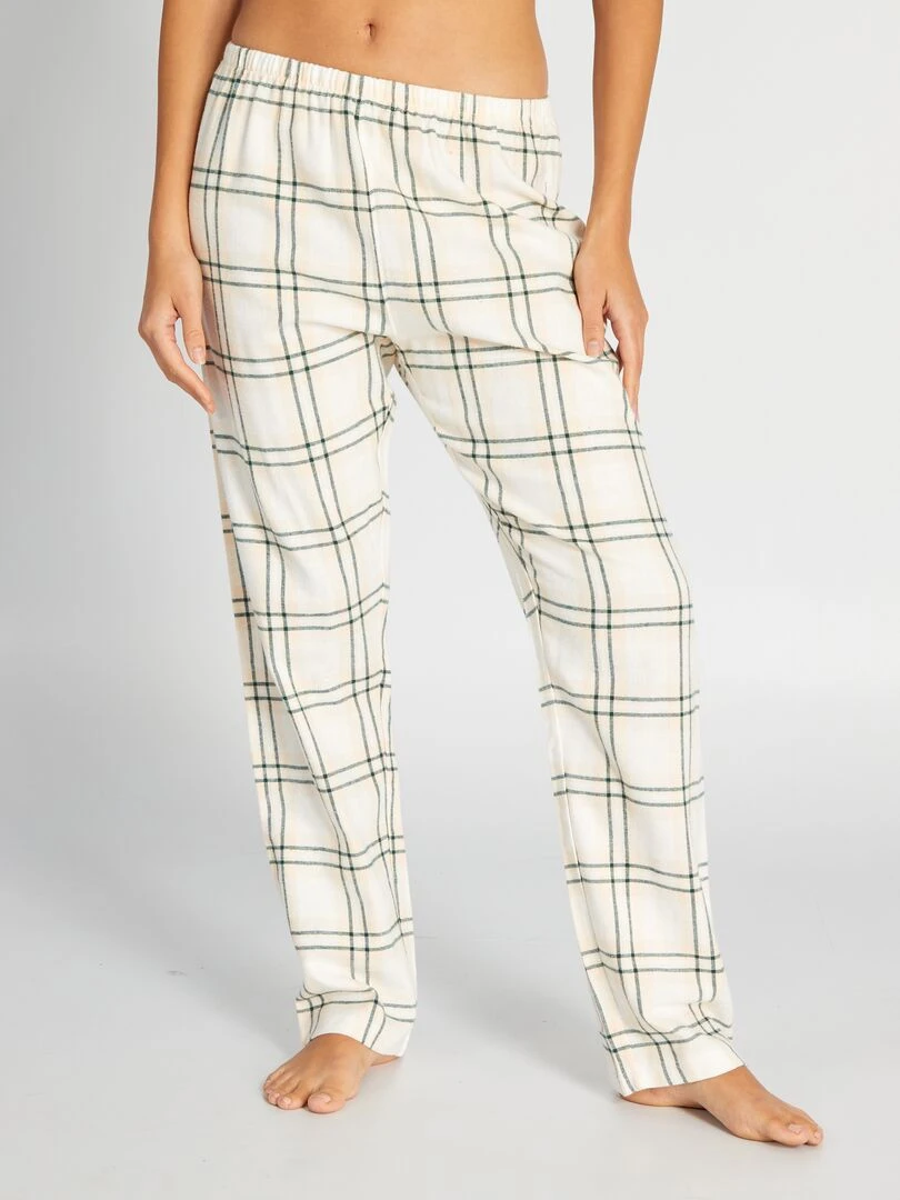 Pyjama long t shirt + pantalon en flanelle   2 pièces   Vert