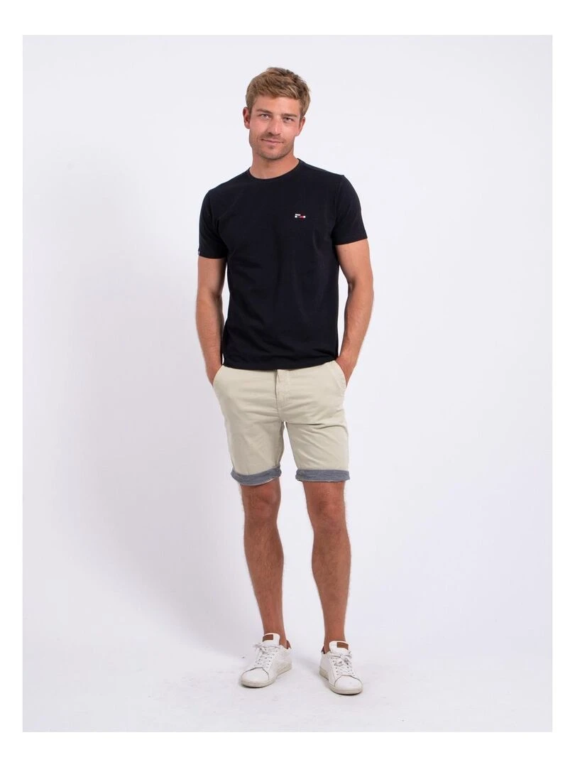 T shirt col rond pur coton NEROTEN   Noir