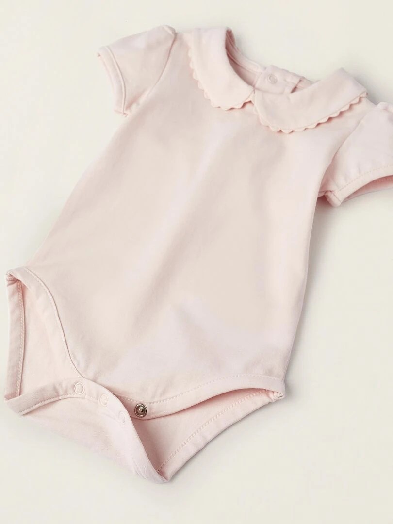 Body à manches courtes en coton pour nouveau né manches courtes ATLANTIC COMPANY   Rose clair