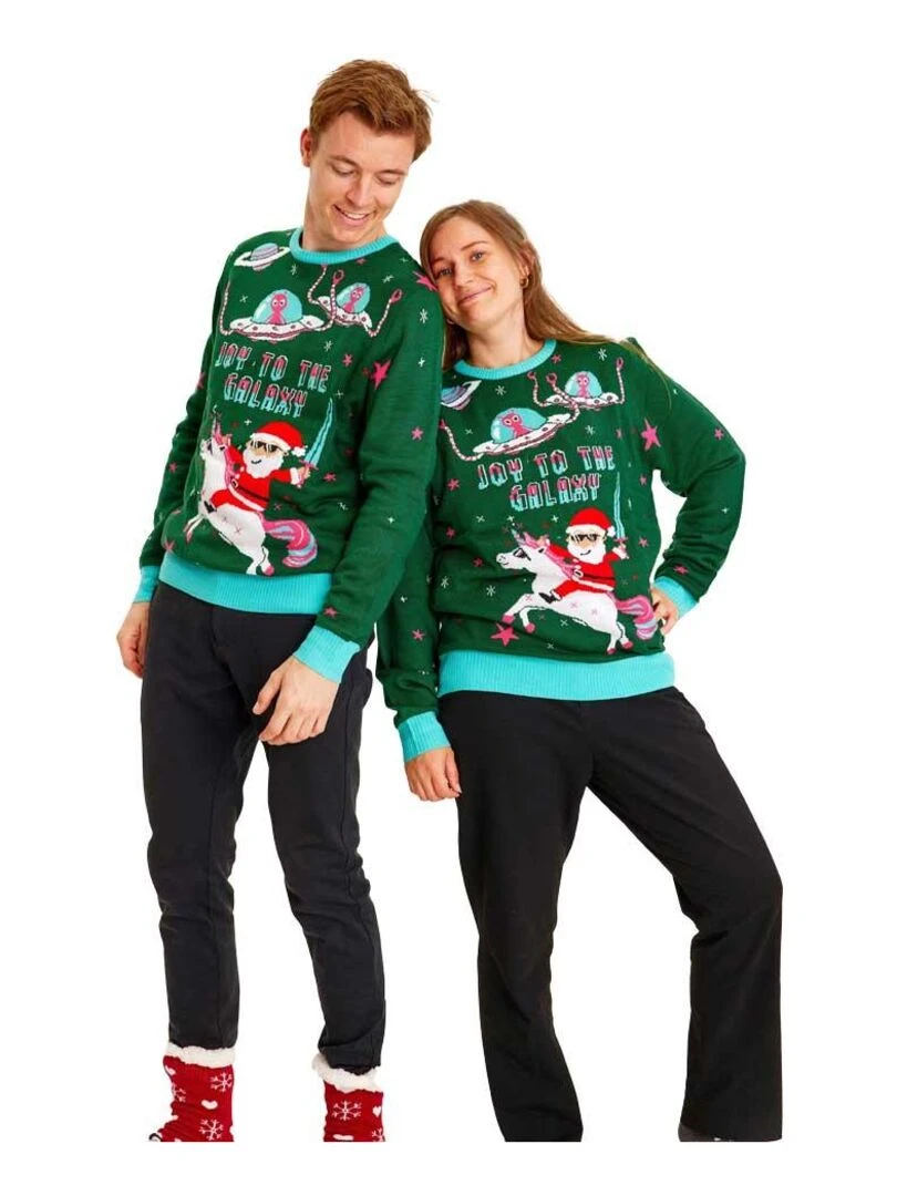 Pull de Noël "Intergalactique" Avec LEDS lumineuses Vert