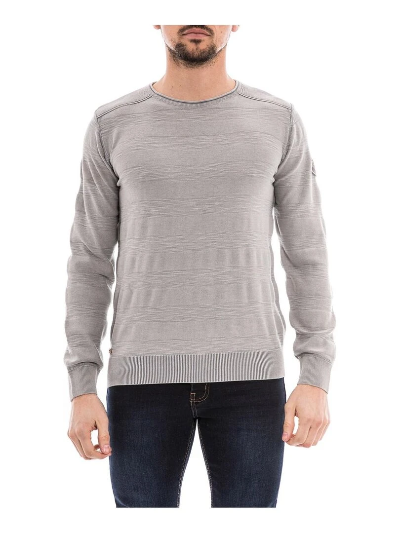 Pull col rond pur coton ADALYS Gris