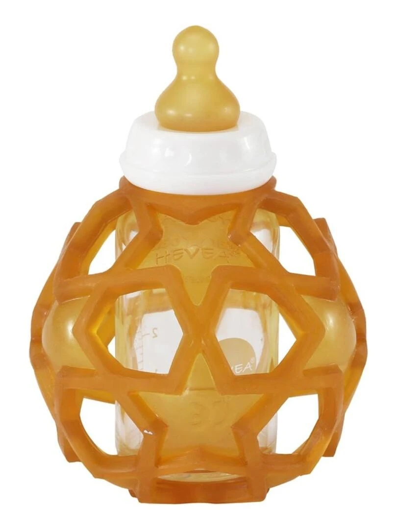 2 en 1 biberon en verre & balle de préhension débit lent Heve Marron