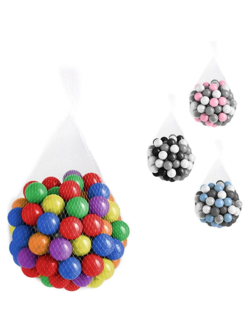Lot de 2 sacs de 100 balles Bleu gris blanc et transparent Multicolore