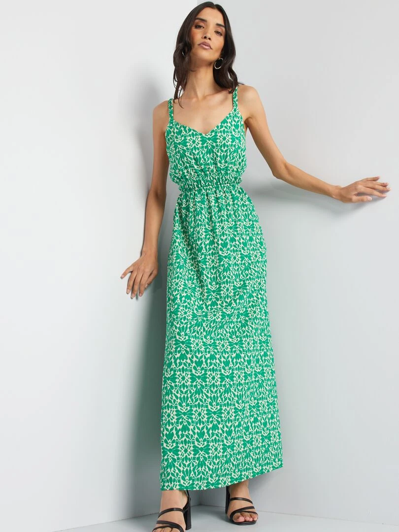 Robe longue en maille crêpe Vert