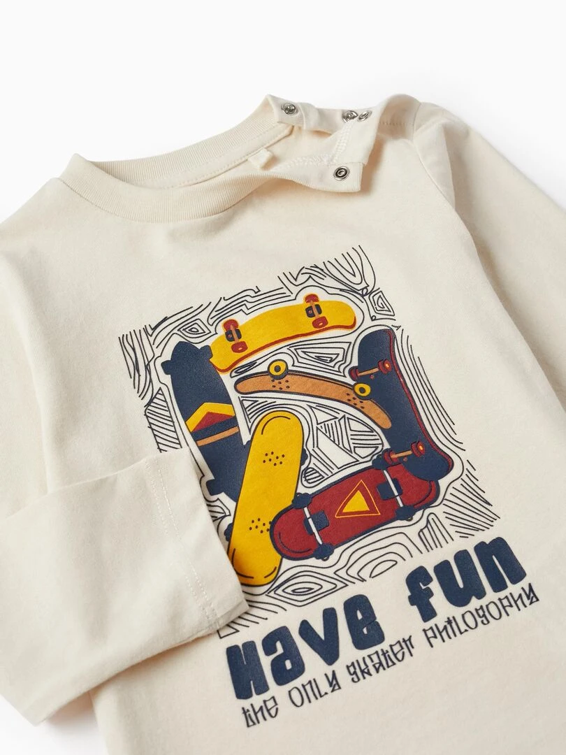 T shirt à manches longues pour bébé garçon 'Skate' manches longues Skater's’ Dictionary   Beige clair