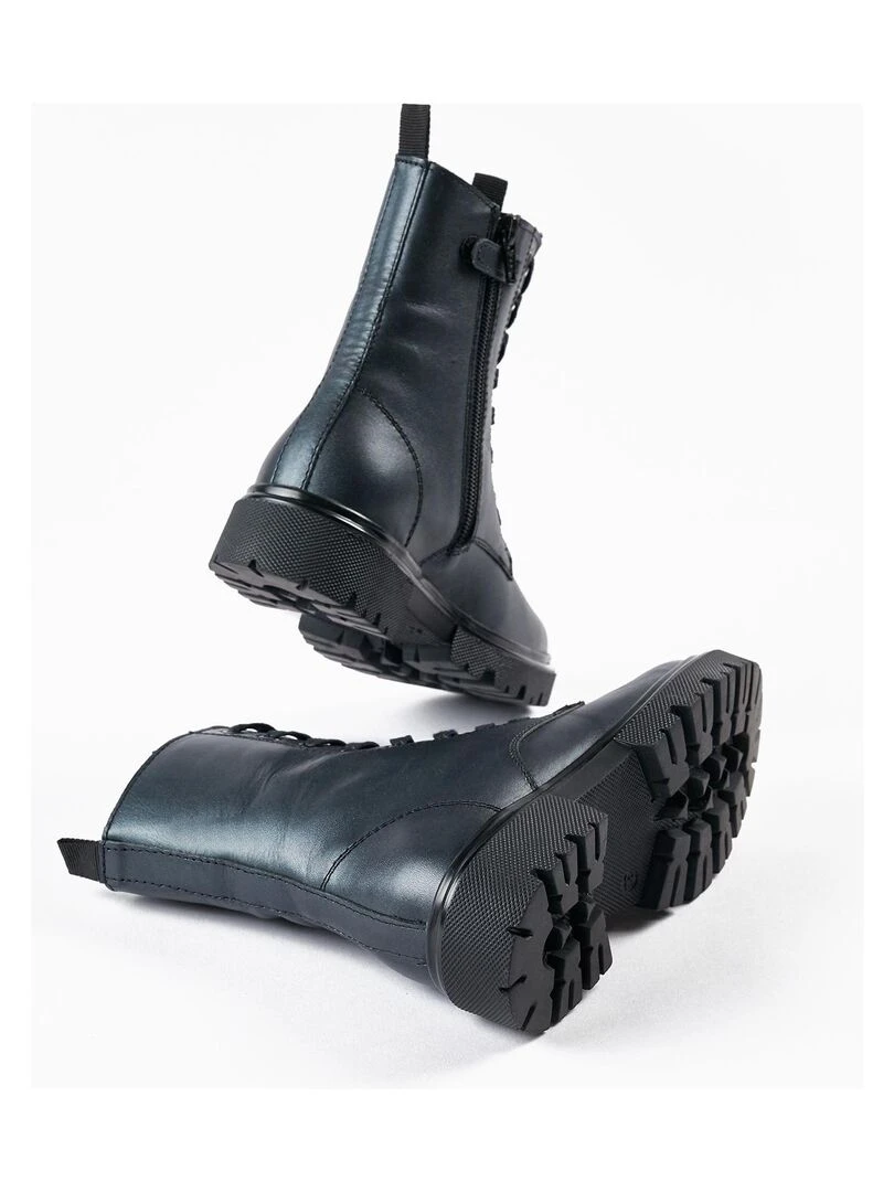 Bottes de motard en cuir pour fille   GIRLS N' ROSES   Noir