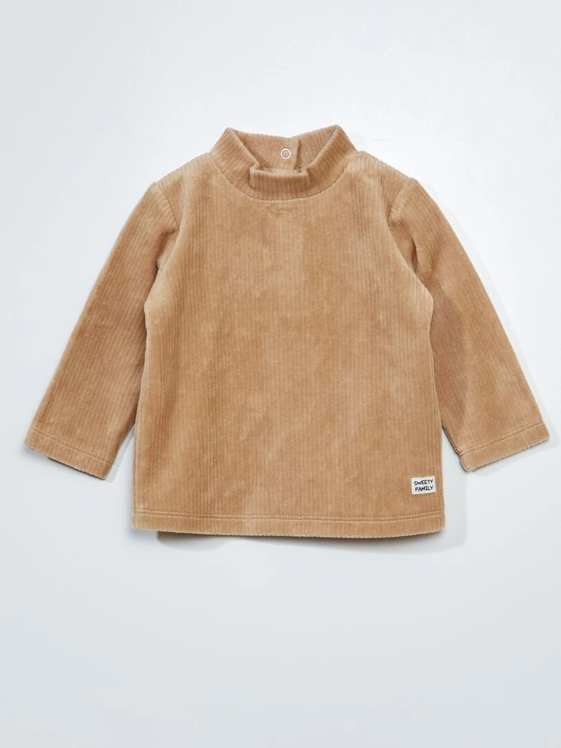 Sous pull uni en velvet Beige