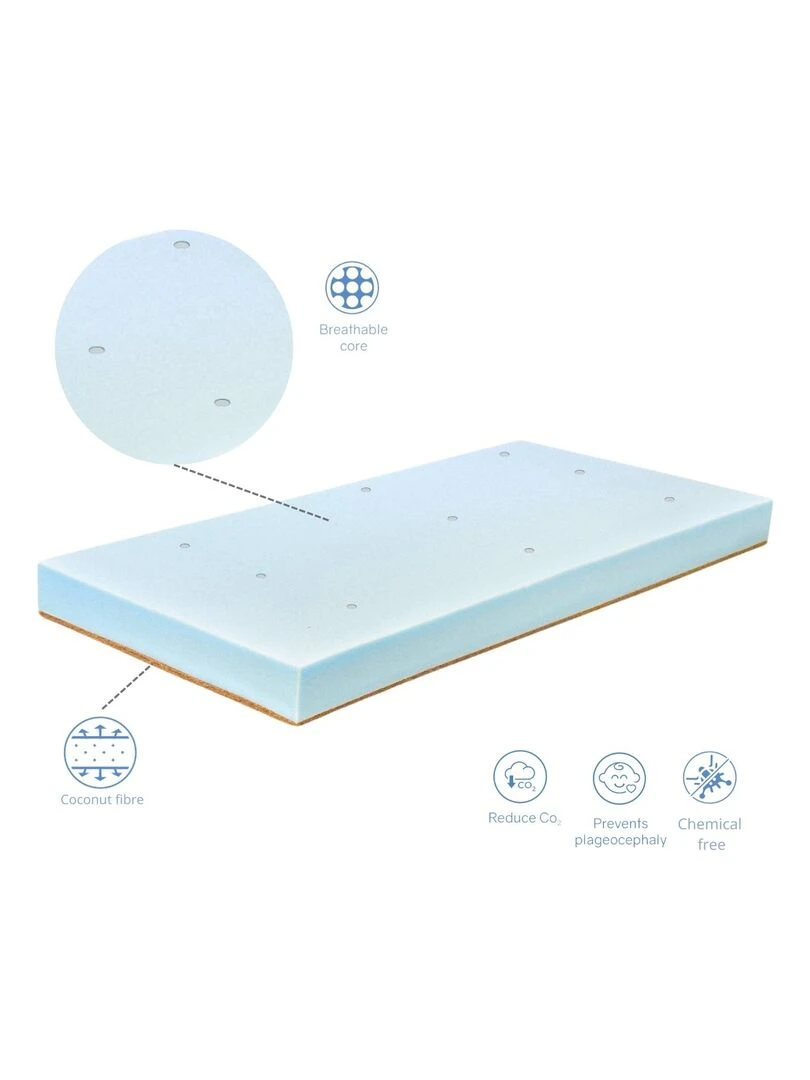 Matelas bebe  EKO STAR Epaisseur 11 CM   Noyau en mousse et Coco Naturel   Marron clair